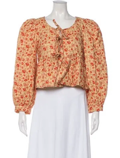 Pre-owned Loeffler Randall Floral Print Jacket In Orange