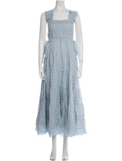 Pre-owned Loeffler Randall Floral Print Long Dress In Blue