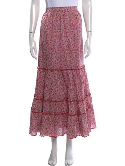 Pre-owned Loeffler Randall Floral Print Long Skirt W/ Tags In Pink