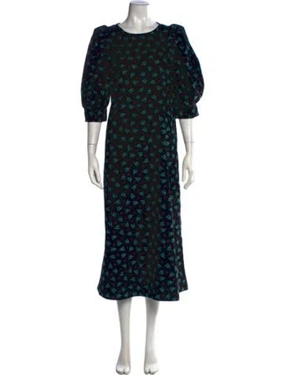 Pre-owned Loeffler Randall Floral Print Midi Length Dress In Black
