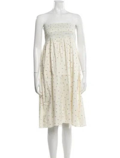 Pre-owned Loeffler Randall Floral Print Midi Length Dress In Yellow
