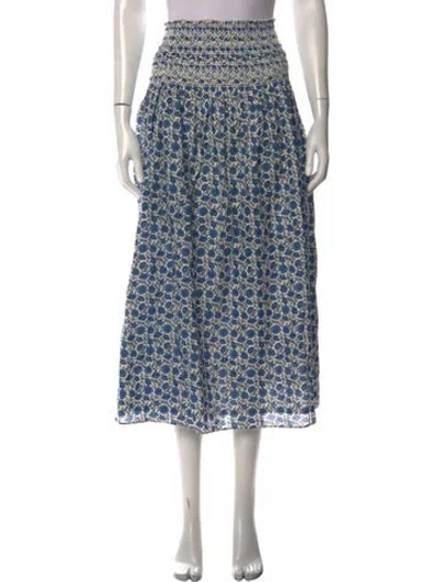 Pre-owned Loeffler Randall Floral Print Midi Length Skirt In Blue