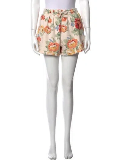 Pre-owned Loeffler Randall Floral Print Mini Shorts In Green