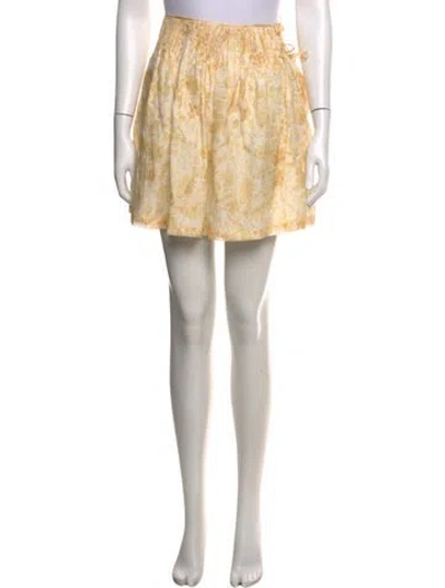 Pre-owned Loeffler Randall Floral Print Mini Skirt W/ Tags In Neutrals