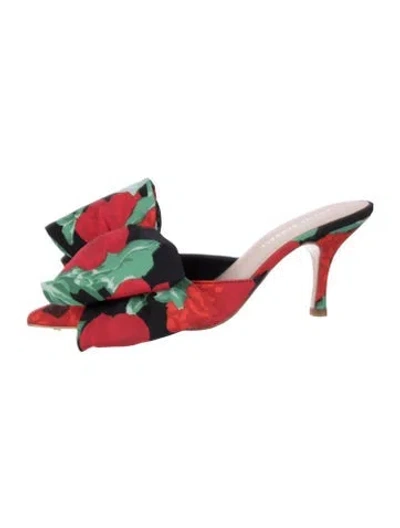 Pre-owned Loeffler Randall Floral Print Mules In Red