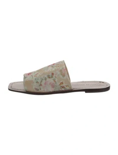 Pre-owned Loeffler Randall Floral Print Slides In Neutral