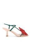 Loeffler Randall Frank Flower Applique Heeled Sandals Nude/green/red In Nude  Green & Red