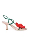 Loeffler Randall Frank Flower Applique Heeled Sandals Nude/green/red In Multi