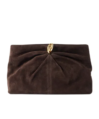 Loeffler Randall Gathered Suede Clutch In Brown