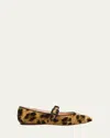 Loeffler Randall Ginger Leopard Velvet Mary Jane Ballerina Flats In Brown