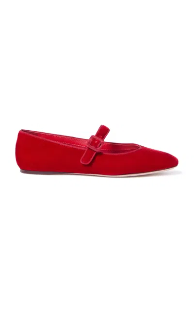 Loeffler Randall Ginger Velvet Mary Jane Flats In Red