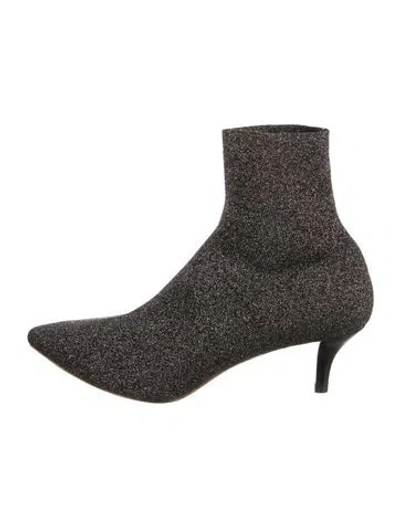 Pre-owned Loeffler Randall Glitter Accents Sock Boots In Black