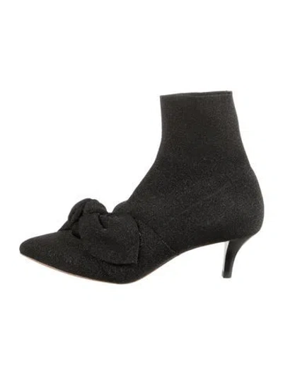 Pre-owned Loeffler Randall Glitter Accents Sock Boots In Black