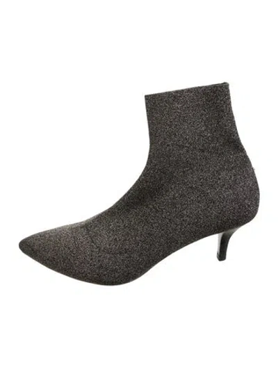 Pre-owned Loeffler Randall Glitter Accents Sock Boots In Black/gold