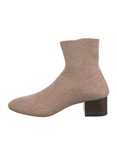 Pre-owned Loeffler Randall Glitter Accents Sock Boots In Metallic/pink