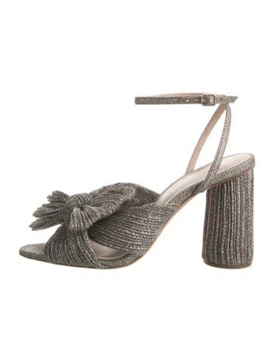 Pre-owned Loeffler Randall Glitter Bow Accents Pumps In Metallic/silver