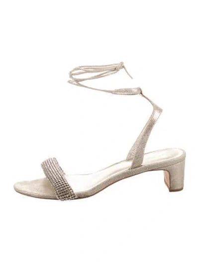 Pre-owned Loeffler Randall Glitter Crystal Embellishments Sandals In Silver