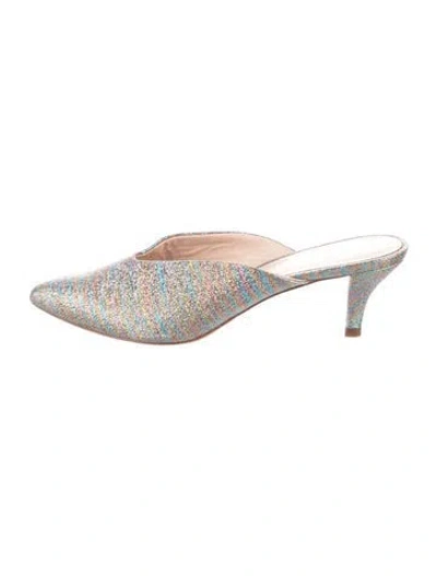 Pre-owned Loeffler Randall Glitter Glitter Accents Mules In Blue/neutrals/pink