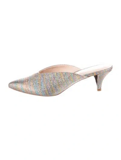 Pre-owned Loeffler Randall Glitter Patterned Mules In Neutral