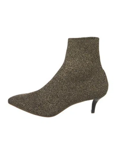 Pre-owned Loeffler Randall Glitter Sock Boots In Gold/metallic
