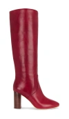 Loeffler Randall Goldy Tall Leather Boots In Burgundy