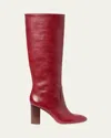 Loeffler Randall Goldy Tall Leather Boots In Wine