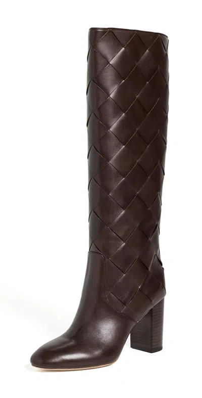 Loeffler Randall Goldy Woven Tall Boots Espresso In Brown