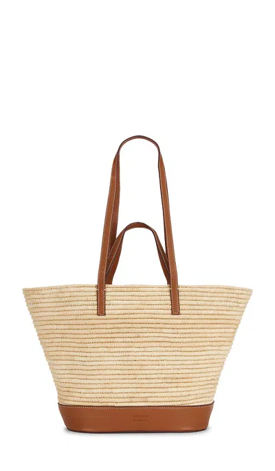 Loeffler Randall Granger Straw Tote Bag In Natural & Cognac Vachetta