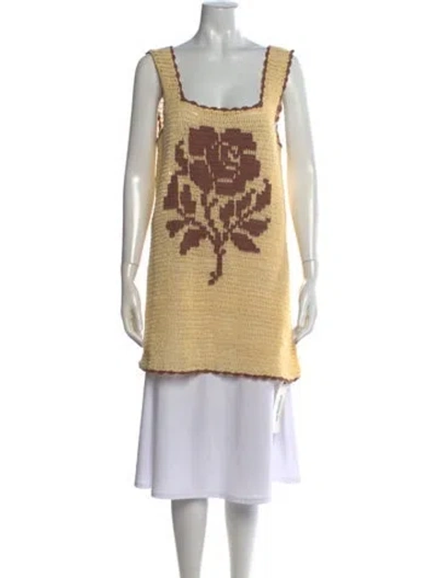 Pre-owned Loeffler Randall Graphic Print Square Neckline Top W/ Tags In Neutral