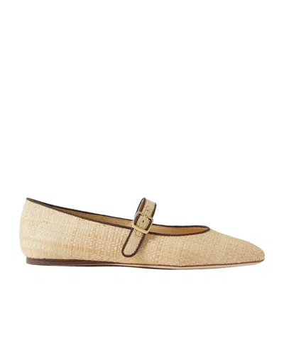 Loeffler Randall Grosgrain-trimmed Raffia Mary Jane Ballet Flats In Animal Print