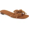 Loeffler Randall Hadley Suede Bow Flat Sandals In Cacao