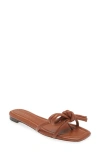 Loeffler Randall Hadley Suede Bow Flat Sandals In Timber