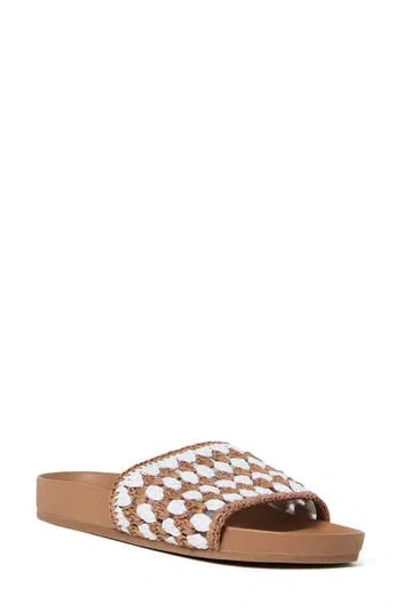 Loeffler Randall Henri Crochet Raffia Slide Sandal In Brown