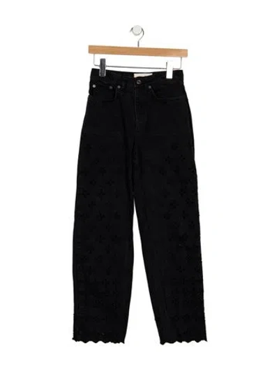 Pre-owned Loeffler Randall High-rise Straight Leg Jeans In Black