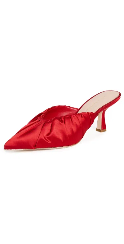 Loeffler Randall Inez Smocked Mid Heel Mules Red