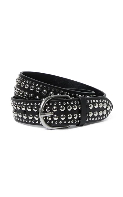 Loeffler Randall Isaac Studded Leather Belt In Black