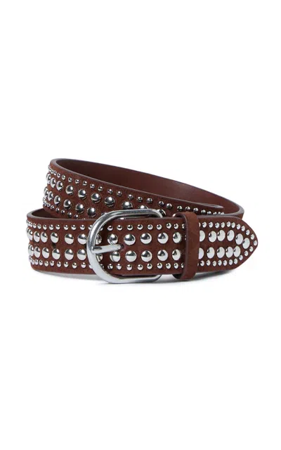 Loeffler Randall Isaac Studded Suede Belt In Brown