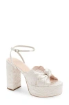Loeffler Randall Isabel Embroidered Knot Platform Sandal In Pearl
