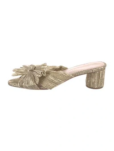 Pre-owned Loeffler Randall Jacquard Bow Accents Slides In Gold/metallic
