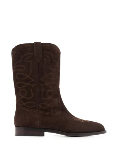 Loeffler Randall Jett Embroidered Suede Boots In Brown
