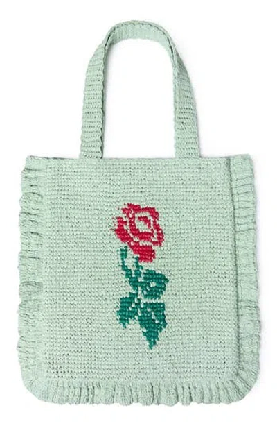 Loeffler Randall Justine Raffia Ruffle Tote Bag In Green