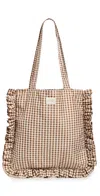 Loeffler Randall Justine Ruffle Tote Brown Gingham