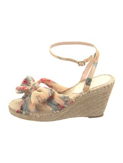 Pre-owned Loeffler Randall Jute Floral Print Espadrilles In Yellow