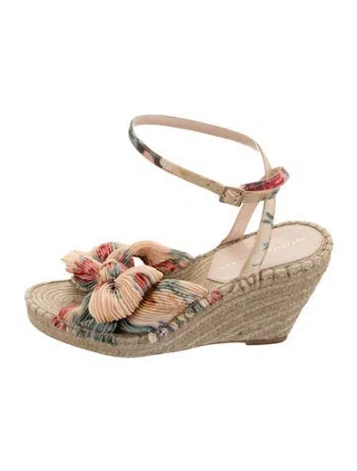 Pre-owned Loeffler Randall Jute Floral Print Espadrilles In Yellow
