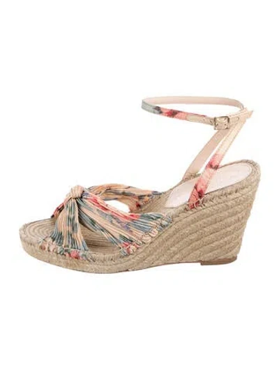 Pre-owned Loeffler Randall Jute Printed Espadrilles In Yellow