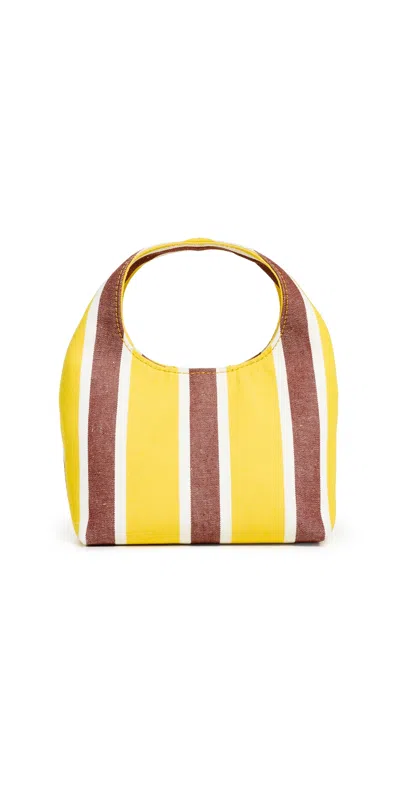 Loeffler Randall Kenzie Mini Bucket Clutch Yellow/white/maroon Stripe