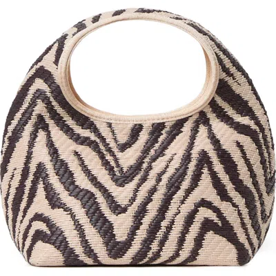 Loeffler Randall Kenzie Woven Raffia Top Handle Bag In Animal Print