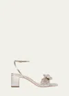 LOEFFLER RANDALL KIMORA METALLIC BOW ANKLE-STRAP SANDALS