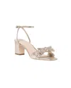 Loeffler Randall Kimora Mid Heel With Small Bow Sandal In Champagne In White