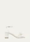 Loeffler Randall Kimora Pleated Bow Ankle-strap Sandals In Pearl